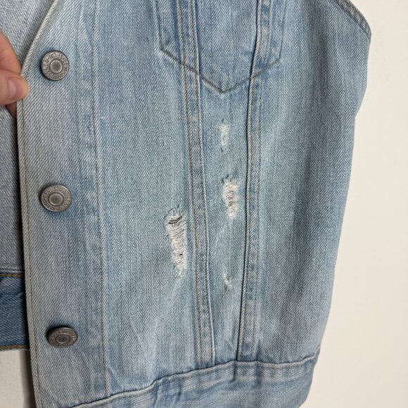 LEVI’S | Distressed Denim Vest with Evil Eye Pattern - M - Picture 4 of 13